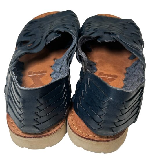 Brand X Huarache Sandals Womens 9 Blue Leather Woven Slip On Open Toe Comfort - Picture 7 of 8